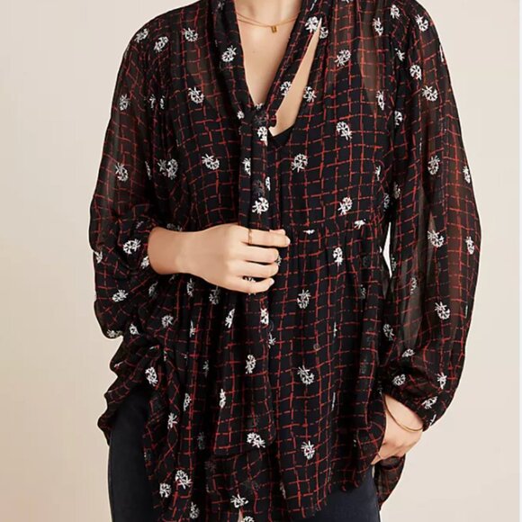 Anthropologie Sheer Elysia Blouse by Not So Serious XL - Picture 1 of 4
